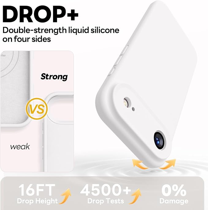 Vooii Magnetic Compatible with iPhone Air Case (Compatible with Magsafe) (Upgraded Camera Protection) Liquid Silicone Shockproof Full Body Protective Phone Cover for Women Men, White, 6.5"
