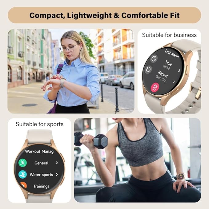 Smart Watch for Women, Built-in Alexa, GPS, HRV, VO2 Max, Blood Oxygen, Sleep & Stress Monitor, Compass, Altimeter, 1.32" AMOLED, Fitness & Women’s Health, iOS Compatible