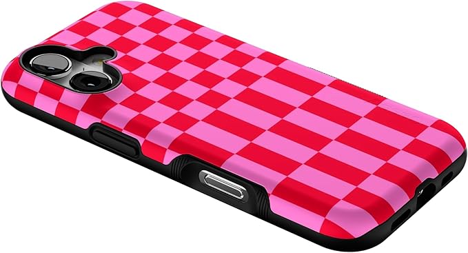 Casely iPhone 17 Case | Vibe Check | Pink Checkerboard | Bold Protective Design | Compatible with MagSafe