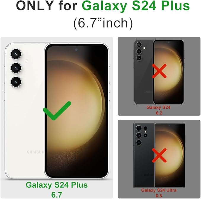 KEZiHOME for Samsung Galaxy S24+ Plus 5G Case, Genuine Leather Wallet Case Flip Cover Stand RFID Blocking Card Holder Magnetic Compatible with Galaxy S24 Plus 5G (2024) (Purple/Brown)