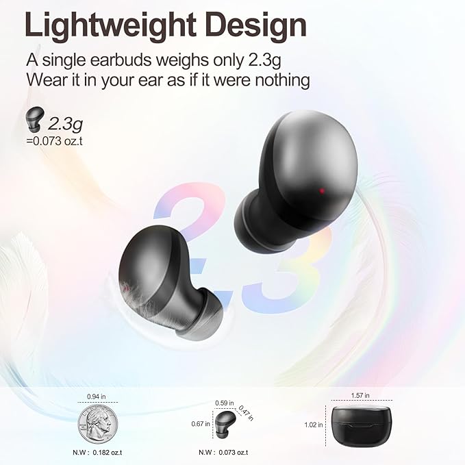 Sleep Earbuds, Invisible Mini Headphones Wireless Bluetooth, Sleep Headphones for Side Sleepers, Small Ear Buds, Hidden Earbuds for Work, Suitable for Sleep, Work, Exercise (Black)