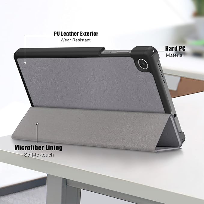 Case for Lenovo Tab M8 4th Gen 2023, Folding Folio Ultra-Thin PU Leather Stand Case Cover for Lenovo Tab M8 4th Gen TB-300FU Gray