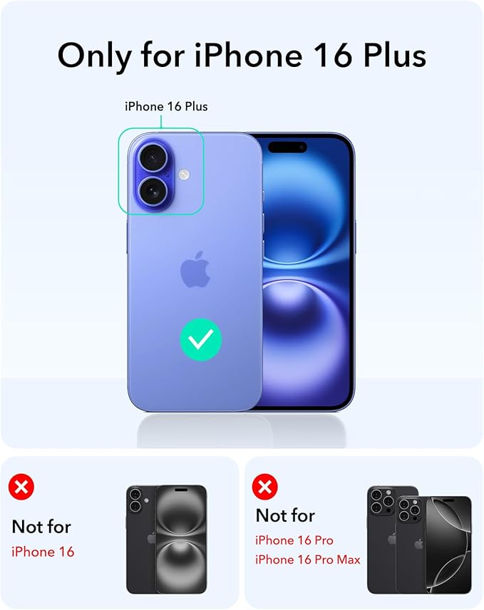 ESR for iPhone 16 Plus Case, Camera Control Button Compatible with MagSafe, Military-Grade Protective Case for iPhone 16 Plus,Built-in Stash Stand Phone Case, Scratch-Resistant Back Cover, Clear