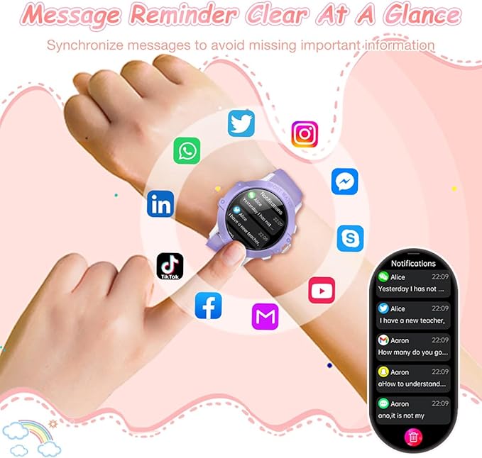 Upgraded Kids2 Smart Watches for Kids, 1.27" HD Screen Game Smart Watch for Boys Girls, IP67 Waterproof, Heart Rate/Sleep Monitoring, Sports Modes Activities Tracker, Compatible for Android iOS