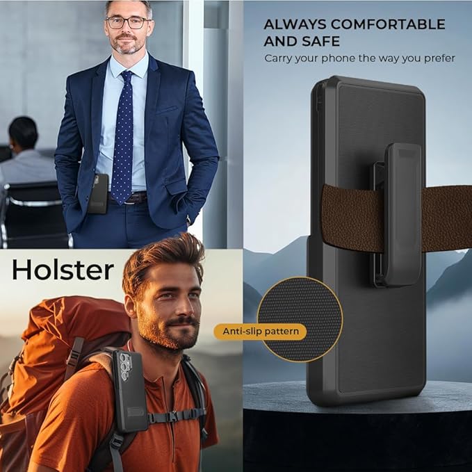 MOTIVE Designed for Samsung Galaxy s25 Ultra Case with Belt Clip, Compatible with MagSafe Qi2, Dual-Layer 10FT Military Grade Drop Protection, Shockproof s25 Ultra Holster Case 6.9” | Black