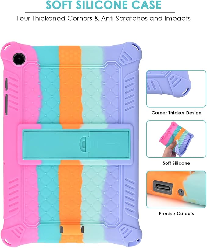 DETUOSI Compatible with Samsung Galaxy Tab A9 Plus Case 11 inch 2023, with Shoulder Strap & Stylus Pen, Soft Silicone Multi-Angle Case for Galaxy Tab A9+ Tablet SM-X210/X216/X218, Dazzling Pink