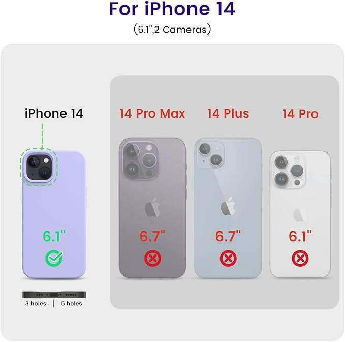 OTOFLY Designed for iPhone 14 Case, Silicone Shockproof Slim Thin Phone Case for iPhone 14 6.1 inch (Light Purple)