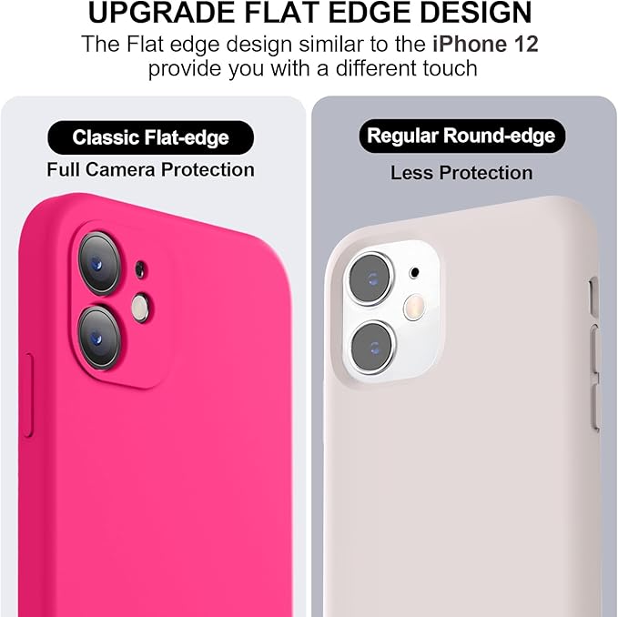 Vooii Compatible with iPhone 11 Case, Upgraded Liquid Silicone with [Flat Edges] [Camera Protection] [Soft Anti-Scratch Microfiber Lining] Phone Case for iPhone 11 6.1 inch - Hot Pink