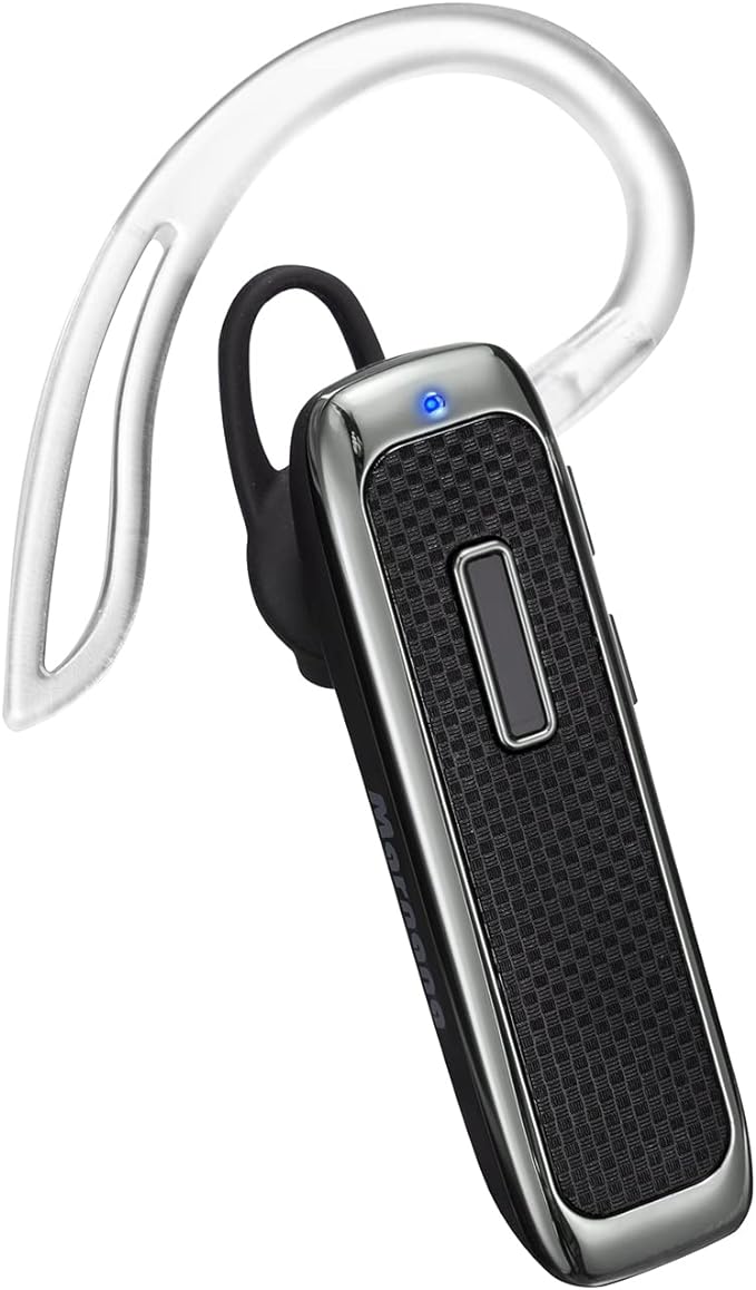 Bluetooth Headset, Hands-Free Wreless Bluetooth Earpiece with 18 Hours Playtime and Noise Cancelling Mic for iPhone Samsung Android Cell Phone Truck Driver - Black