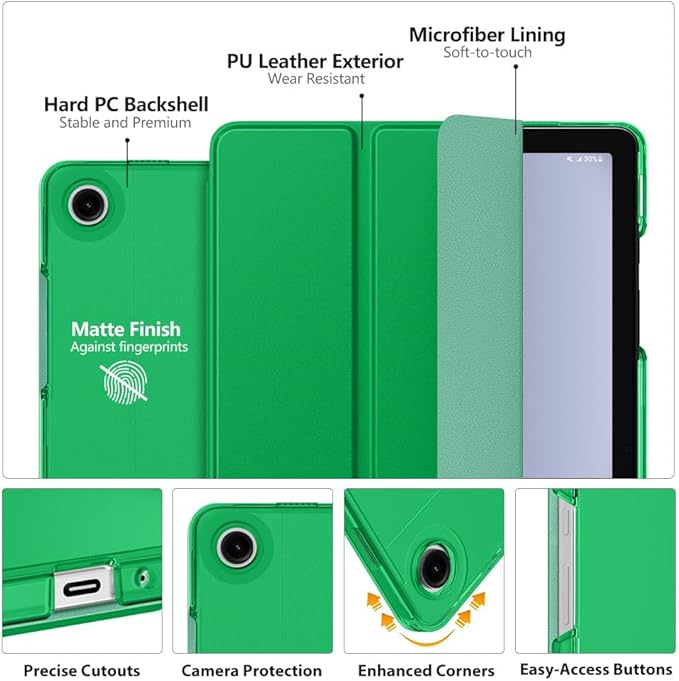 MoKo Case for Galaxy Tab A9+/A9 Plus 11 inch 2023, Slim Stand Protective Smart Cover with Hard PC Translucent Back Shell for Tab A9 Plus Tablet (SM-X210/X216/X218), Auto Wake/Sleep, Forest Green