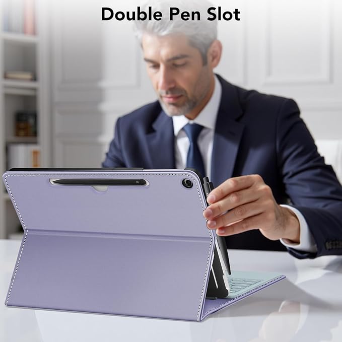 Fintie Case for Microsoft Surface Pro 12 Inch 1st Edition (2025), Multiple Angle Viewing Portfolio Business Cover with Pocket & Stylus Holder, Compatible with Type Cover Keyboard (Lilac Purple)