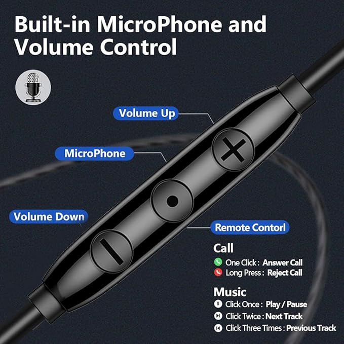 Wired headphones with [four speakers], high-fidelity noise-cancelling stereo subwoofer earbuds with microphone,universal 3.5mm plug earphones with volume adjustment,cnc processing metal back shell