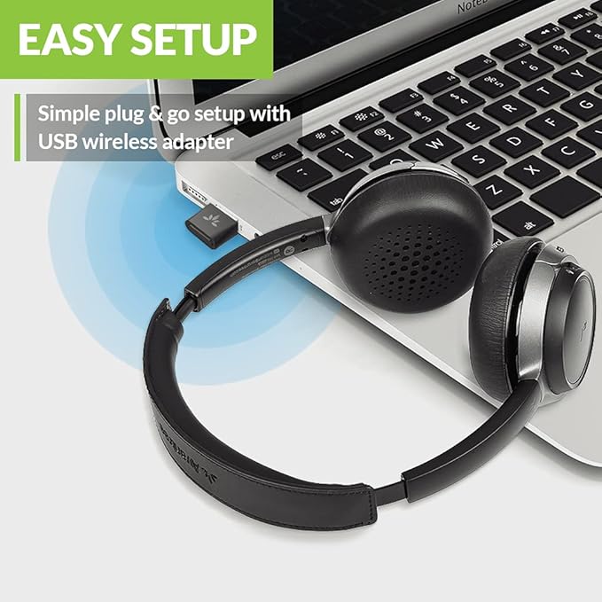 Avantree Alto 8060 aptX HD Bluetooth Headset with Smart Noise Canceling Microphone for Clear Calls even at noisy places. Sidetone Support, Wireless USB Adapter for Easy Connection with Computer Laptop