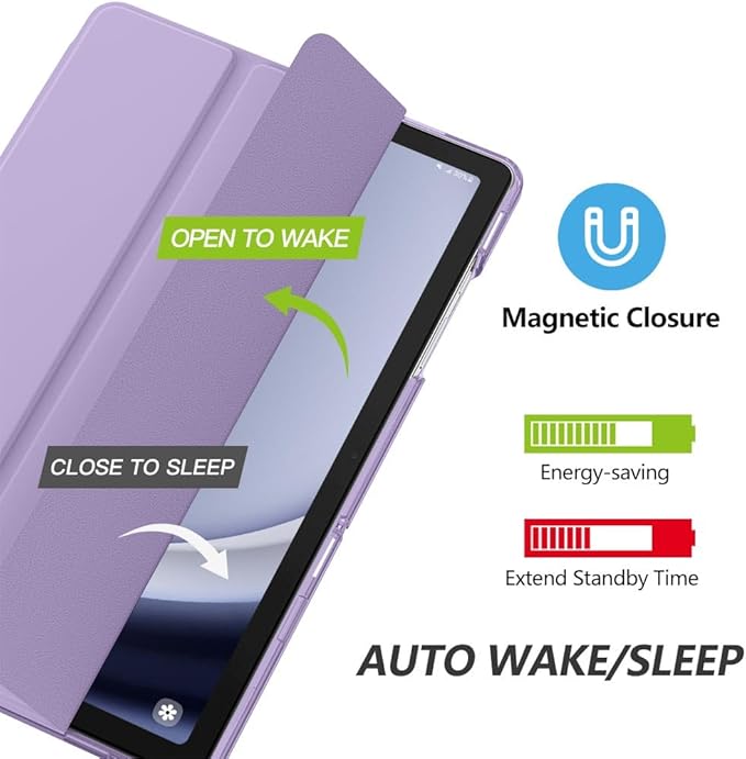 MoKo Case for Galaxy Tab A9+/A9 Plus 11 inch 2023, Slim Stand Protective Smart Cover with Hard PC Translucent Back Shell for Tab A9 Plus Tablet (SM-X210/X216/X218), Auto Wake/Sleep, Lilac