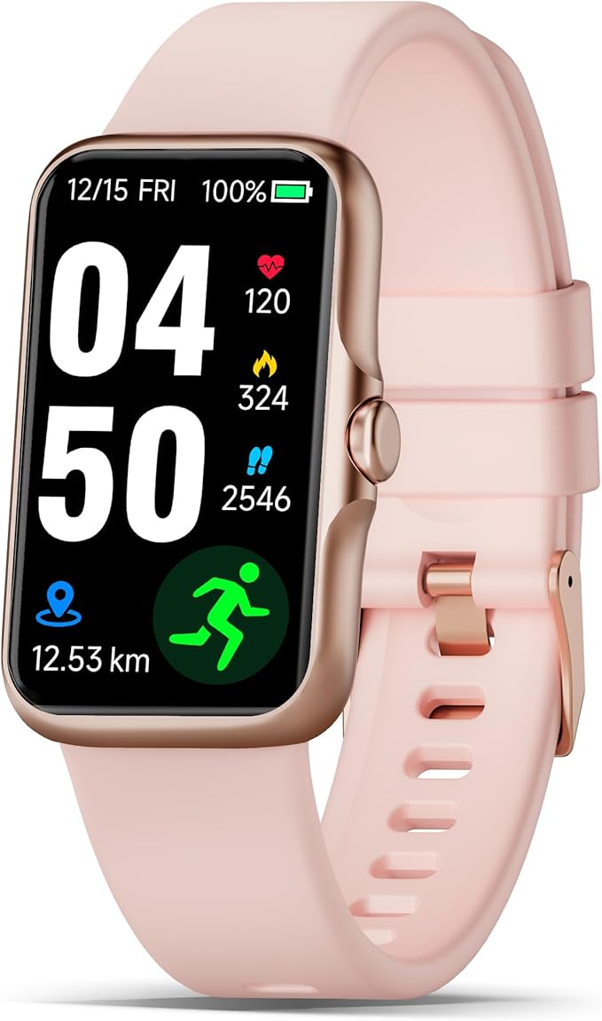 Health Fitness Tracker, Smart Watch with 24/7 Heart Rate and Blood Oxygen, Sleep Tracker with IP68 Waterproof, Activity Tracker Pedometer Step Counter for Women Men (Deep Pink)