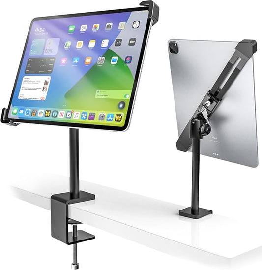 Anti-Theft iPad Kiosk Stand - Double Anti Theft, Locking Tablet Stand for Desktop, 360°/ 90° Swivel POS iPad Security Stand for 10.2" iPad/iPad Air/iPad Pro/Galaxy Tabs, All 7-11" Tablet