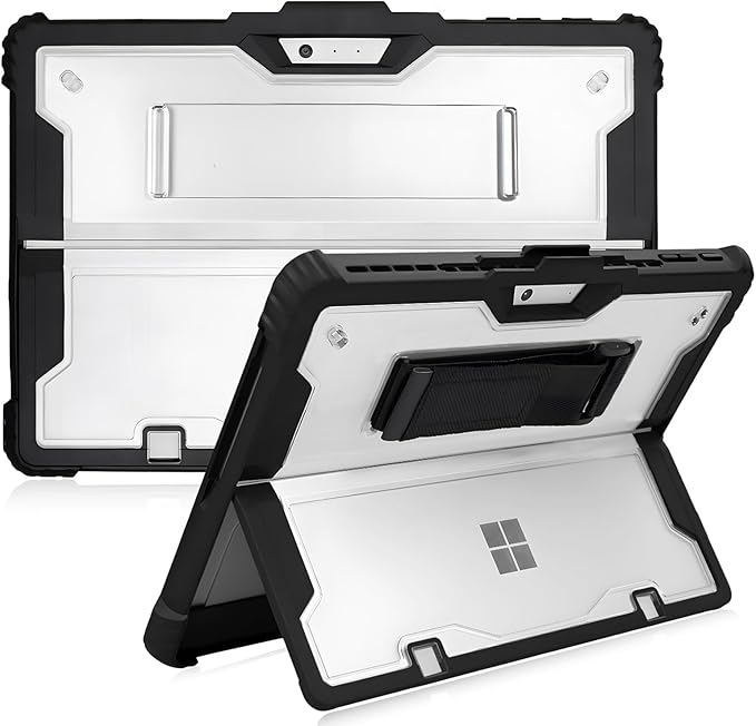 for Microsoft Surface Pro7 Pro7+ Pro6 Pro5 Pro4 Tablet Protective Case 12.3 inches, Thicken and Rugged Cover with Stand Case, Compatible Keyboard Cover, Including Hand Strap Shoulder,Black