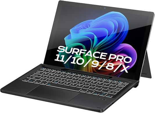 Doohoeek Surface Pro 11/10/9/8/X 13 Inch Keyboard, Bluetooth Keyboard with Touch Pad & Pen Slot & Lighting Keys Compatible with Surface Pro Copilot+ 13", Ultra-Slim Keypad for Windows 11, Black