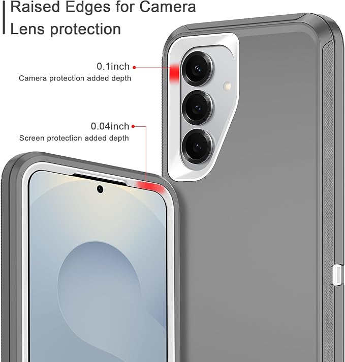 for Samsung Galaxy S25 Case Heavy Duty Protective Case Shockproof Dropproof 3-Layer Full Body Protection [Without Screen Protector] Tough Rugged Case for Galaxy S25,Grey/White