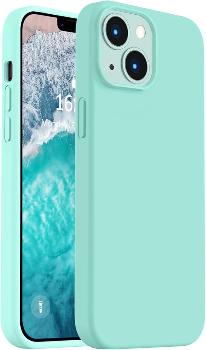 Vooii Compatible with iPhone 14 Case,[Silky Touch Premium Liquid Silicone] [Soft Anti-Scratch Microfiber Lining], Ultra Slim Shockproof Protective Case for iPhone 14 - Sea Blue