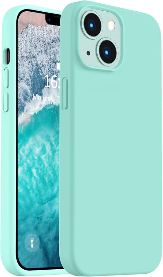 Vooii Compatible with iPhone 14 Case,[Silky Touch Premium Liquid Silicone] [Soft Anti-Scratch Microfiber Lining], Ultra Slim Shockproof Protective Case for iPhone 14 - Sea Blue