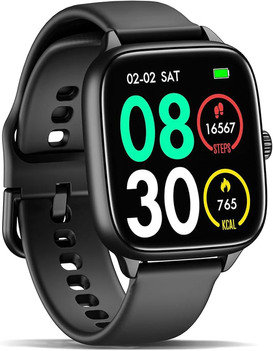Health Fitness Tracker (Answer/Make Calls), Smart Watch with 24/7 Heart Rate Monitor, Activity Tracker with Blood Pressure, Blood Oxygen, 120+ Sport Modes Sleep Tracker for Women Men (Black)