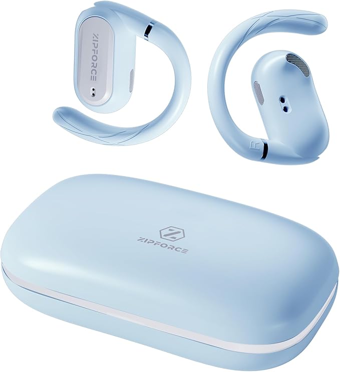 ZIPFORCE True Wireless Earbuds, Open-Ear Bluetooth 5.3 Headphones 4-Mics ENC Clear Call, OWS Bluetooth Earbuds Touch Control, IPX6 Waterproof TWS, Light-Weight Earphones