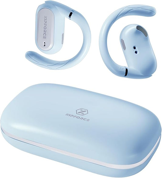 ZIPFORCE True Wireless Earbuds, Open-Ear Bluetooth 5.3 Headphones 4-Mics ENC Clear Call, OWS Bluetooth Earbuds Touch Control, IPX6 Waterproof TWS, Light-Weight Earphones