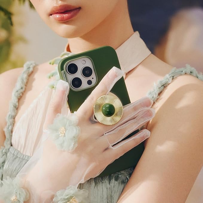 PopSockets Phone Grip for MagSafe with Kickstand, Magnetic Stand, Swappable Top, Secure Hold for iPhone MagSafe Cases, Phone & Tablet Grip, Cute PopSockets - Gem Brooch Jade