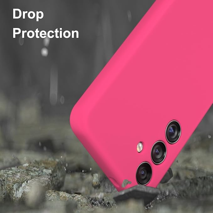 E Segoi Designed for Galaxy S24+Plus Case, Liquid Silicone Gel Rubber Shockproof Case Soft Microfiber Cloth Lining Cushion Compatible with Galaxy S24 Plus 5G 6.7 inch (Hot Pink, S24 Plus - 6.7")