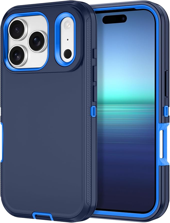for iPhone 17 Pro Case Shockproof Dust/Drop Proof 3-Layer Full Body Protection [Without Screen Protector] Rugged Heavy Duty Cover Case for Apple iPhone 17 Pro 6.3" 2025,Navy Blue