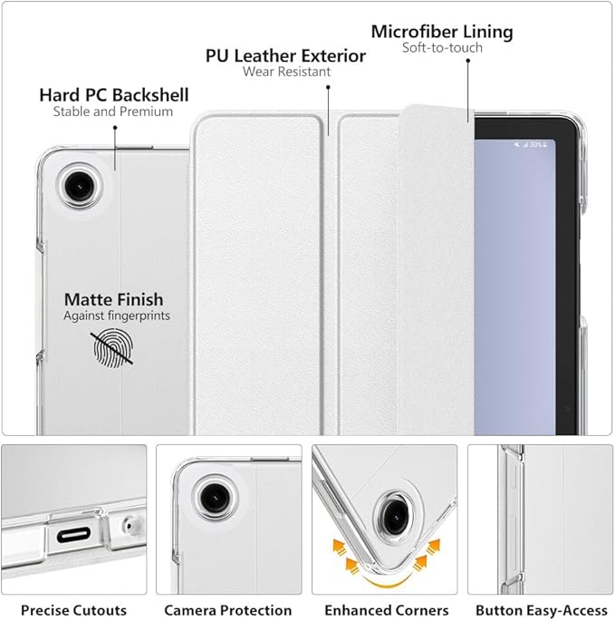 MoKo Case for Galaxy Tab A9+/A9 Plus 11 inch 2023, Slim Stand Protective Smart Cover with Hard PC Translucent Back Shell for Tab A9 Plus Tablet (SM-X210/X216/X218), Auto Wake/Sleep, White