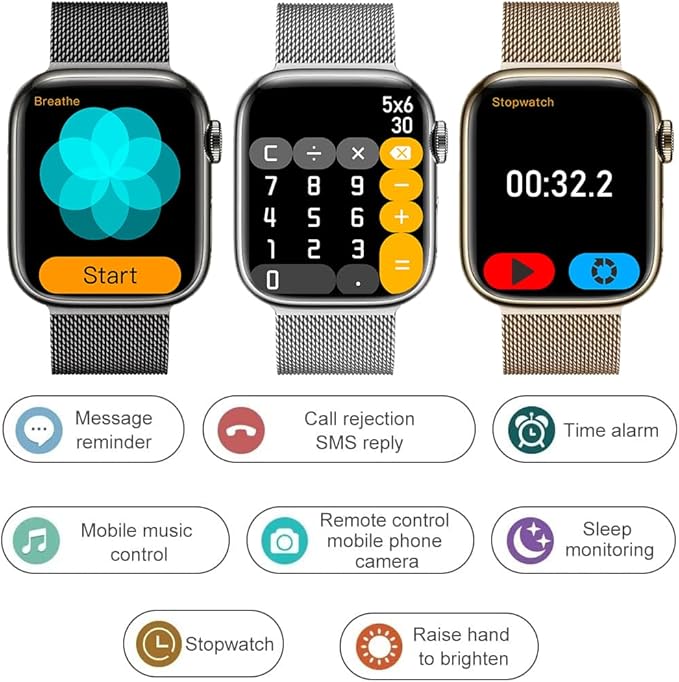 Smart Watch for Android iOS Phones Compatible iPhone Samsung, 2.09'' Fitness Activity Tracker Watch with Bluetooth Call/SMS/Sleep Monitor/Pedometer Smartwatch for Men Women with 2 Bands (White)