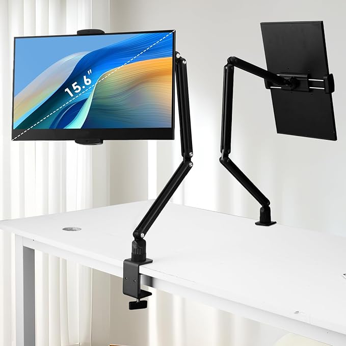 Tablet Stand Holder for ipad,Kindle,Portable Monitor Stand Holder 15.6'' Max,Foldable Tablet Mount Arm for ipad with 360°Rotate Base,Fits for Cell Phone,Kindle,Tabs 12.9'' Max(Not Over 2.65lb)