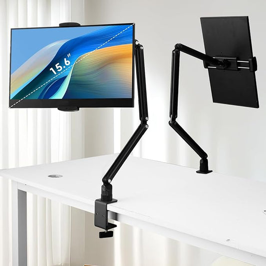 Tablet Stand Holder for ipad,Kindle,Portable Monitor Stand Holder 15.6'' Max,Foldable Tablet Mount Arm for ipad with 360°Rotate Base,Fits for Cell Phone,Kindle,Tabs 12.9'' Max(Not Over 2.65lb)