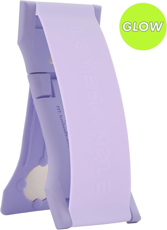 LOVEHANDLE PRO Premium Phone Grip - Silicone Phone Strap - Magnetic Phone Mount and Kickstand for Smartphone and Tablet - Lavender Glow Silicone