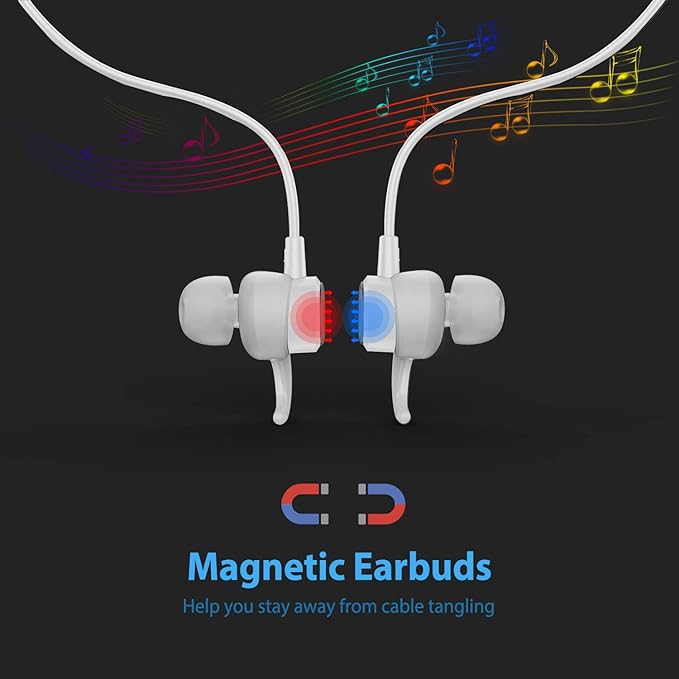 Lightning Headphones Earphones Magnetic Earbuds in-Ear MFi Certified with Microphone Controller for Sports Workout Compatible with iPhone 14/13/12/11/Pro Max/Xr/Xs Max/X White