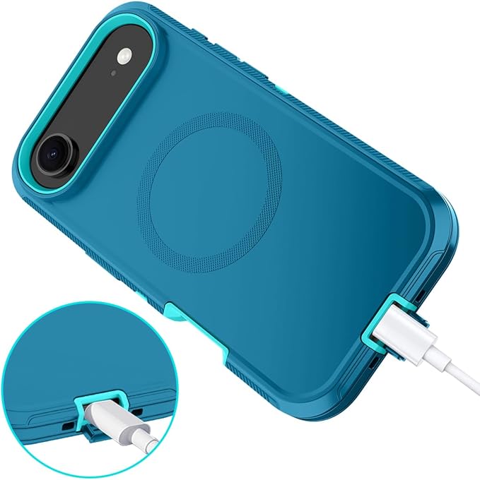 for iPhone Air Case/iPhone 17 Air Case [Compatible with MagSafe] Shockproof 3-Layer Full Body Protection [Without Screen Protector] Rugged Heavy Duty Cover for Apple iPhone Air 6.5",Turquoise