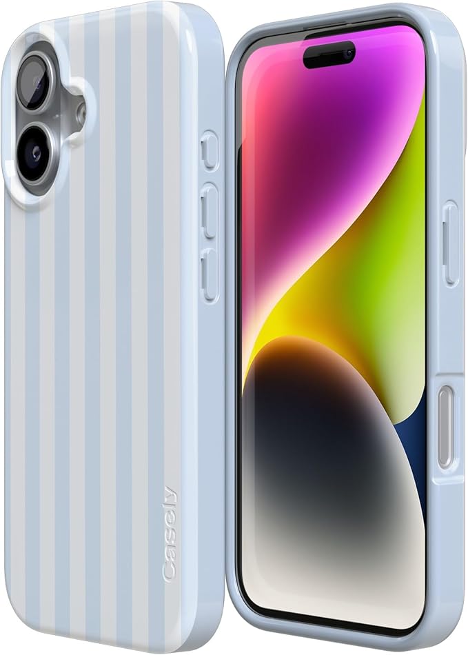 Casely iPhone 17 Case | Blue Stripes | Sunday Best | Compatible with MagSafe | Classic Ultra Slim Design
