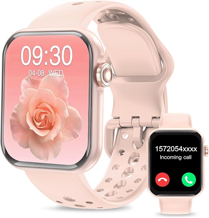 Smart Watches for Men Women 1.83" HD Display Activity Fitness Tracker Smartwatches for Android iOS Phones with Bluetooth Call/Heart Rate/Blood Pressure/Sleep Monitor/100+ Sport/IP67 Waterproof, Pink