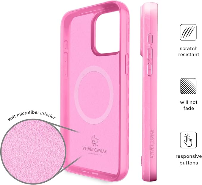 VELVET CAVIAR Case for iPhone Pro Max | Compatible with MagSafe | 10ft Drop Tested | Protective Designer Cases| Hot Pink Leopard