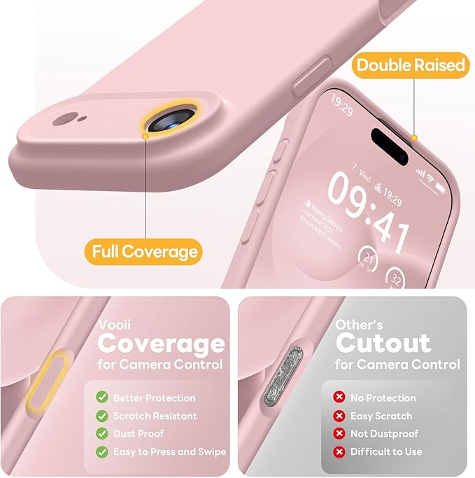 Vooii Magnetic Compatible with iPhone Air Case (Compatible with Magsafe) (Upgraded Camera Protection) Liquid Silicone Shockproof Full Body Protective Phone Cover for Women Men, Pink Sand, 6.5"