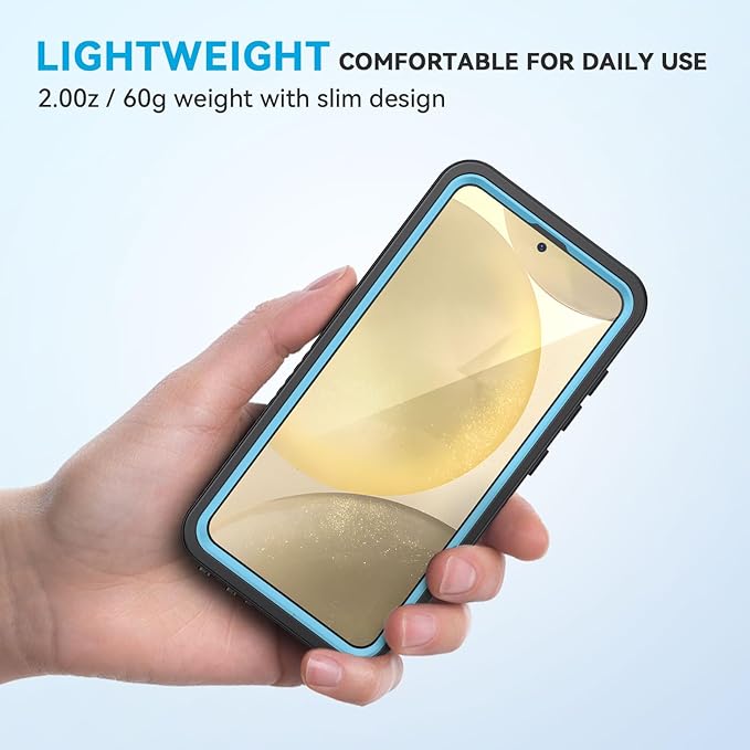 Lanhiem for Samsung Galaxy S24+ Plus Phone Case, IP68 Waterproof Dustproof Case with Built-in Screen Protector, Rugged Full Body Shockproof Protective Cover for Galaxy S24 Plus 6.7 Inch, Light Blue