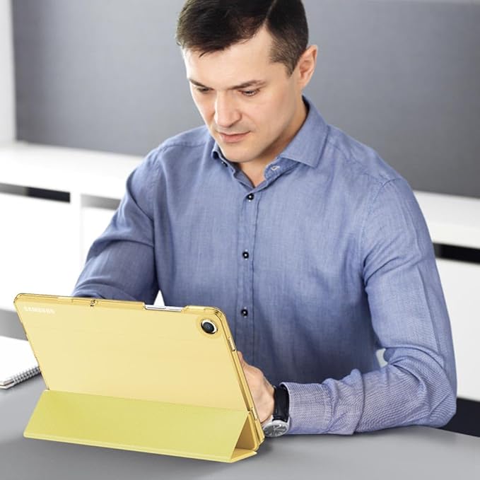 MoKo Case for Galaxy Tab A9+/A9 Plus 11 inch 2023, Slim Stand Protective Smart Cover with Hard PC Translucent Back Shell for Tab A9 Plus Tablet (SM-X210/X216/X218), Auto Wake/Sleep, Yellow