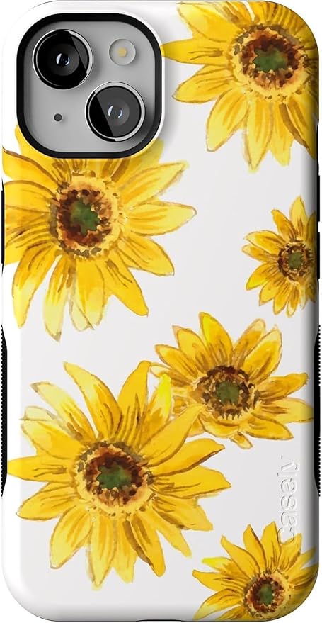 Casely iPhone 14 Case | Golden Garden | Yellow Sunflower Floral | Compatible with MagSafe | Bold Protective Design