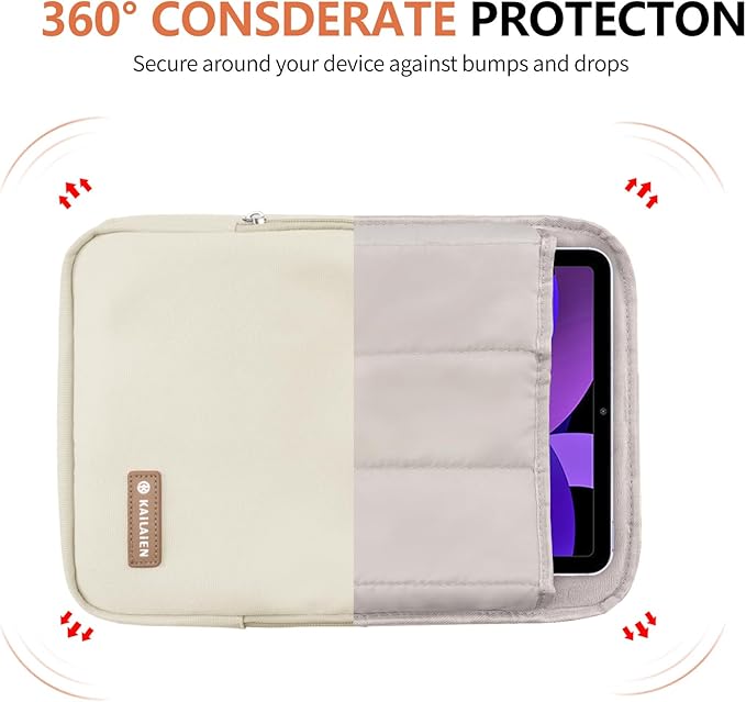 10-13 Inch Tablet Sleeve Bag, Ipad Bag for 13 In/11 in New iPad Pro M4 & 13 in Air M2 2024,iPad Pro 12.9 M2&M1,Ipad 10.9,Galaxy Tab S8+/S9+ 12.4,with Removable Shoulder Strap (Beige)