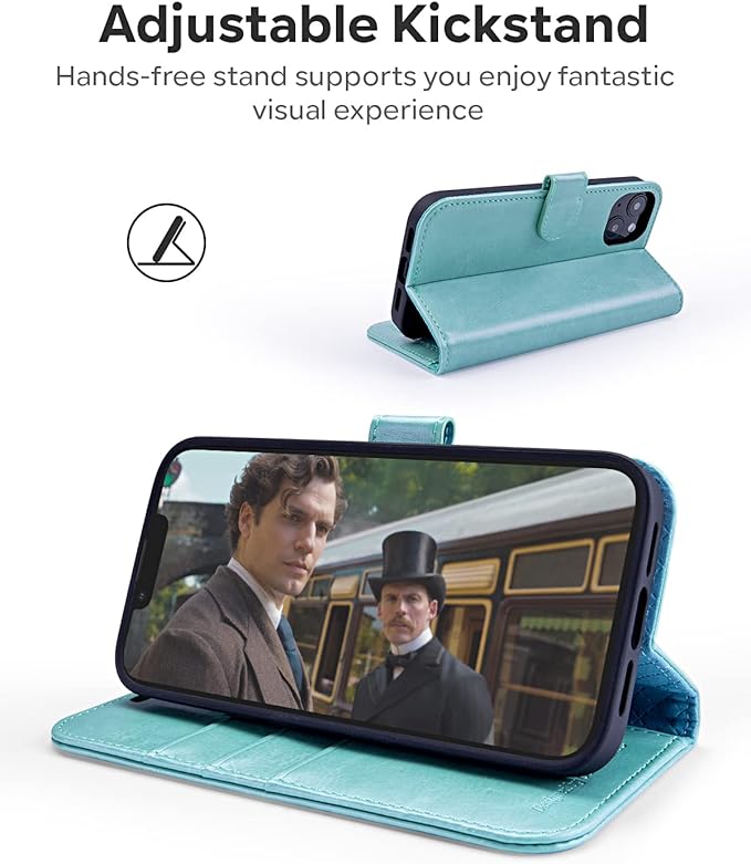 OCASE Compatible with iPhone 14 Wallet Case, PU Leather Flip Folio Case with Card Holders RFID Blocking Kickstand [Shockproof TPU Inner Shell] Phone Cover 6.1 Inch 2022 (Mint Green)