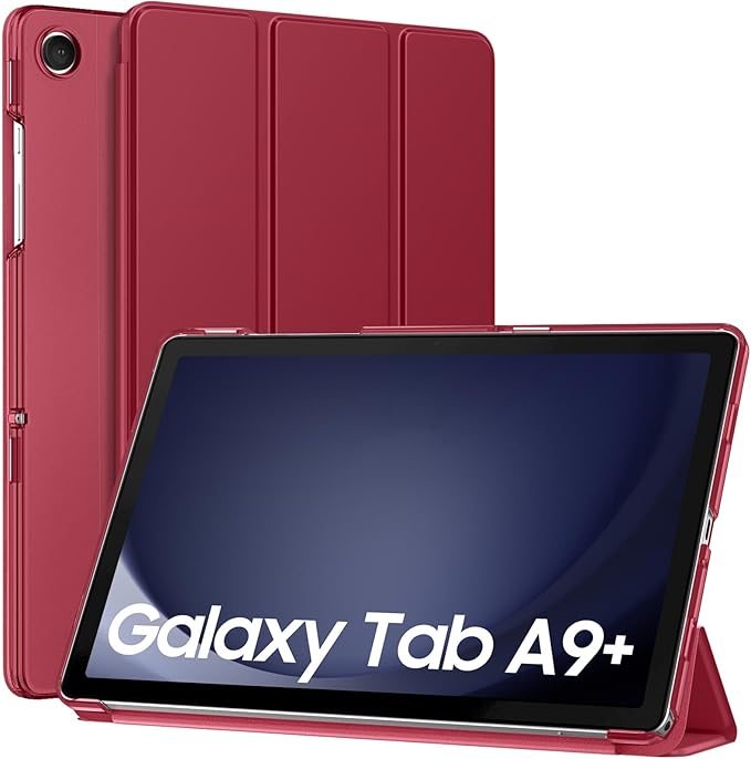 MoKo Case for Galaxy Tab A9+/A9 Plus 11 inch 2023, Slim Stand Protective Smart Cover with Hard PC Translucent Back Shell for Tab A9 Plus Tablet (SM-X210/X216/X218), Auto Wake/Sleep, Wine Red