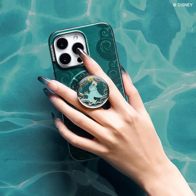 PopSockets Phone Grip for MagSafe with Kickstand, Magnetic Stand, Swappable Top, Secure Hold for iPhone MagSafe Cases, Phone & Tablet Grip, Disney - Enamel Essence of Ursula