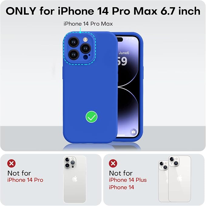 Vooii Compatible with iPhone 14 Pro Max Case, Liquid Silicone Upgrade [Camera Protection] [Soft Anti-Scratch Microfiber Lining] Shockproof Phone Case for iPhone 14 Pro Max 6.7 inch - Klein Blue